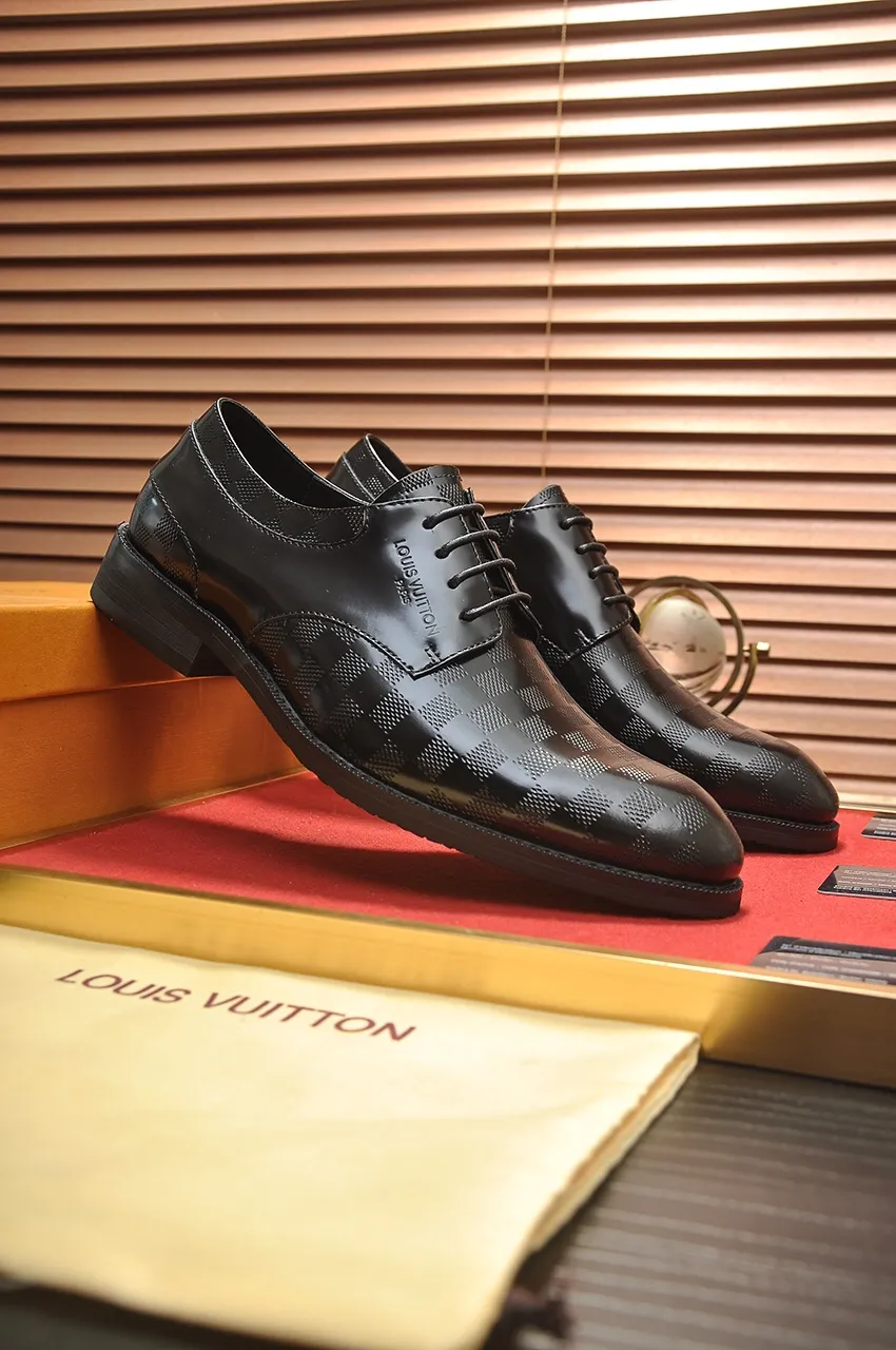 Men's shoes💰460💶【LOUIS VUITTON】(sheepskin lining) new cowhide LV formal shoes🎩🎩❗️🆘made one to one at the counter🎩original quality, imported cowhide upper➕full sheepskin lining➕original rubber outsole, {high quality visible}👣Size: 38-45 (45 custom-made)